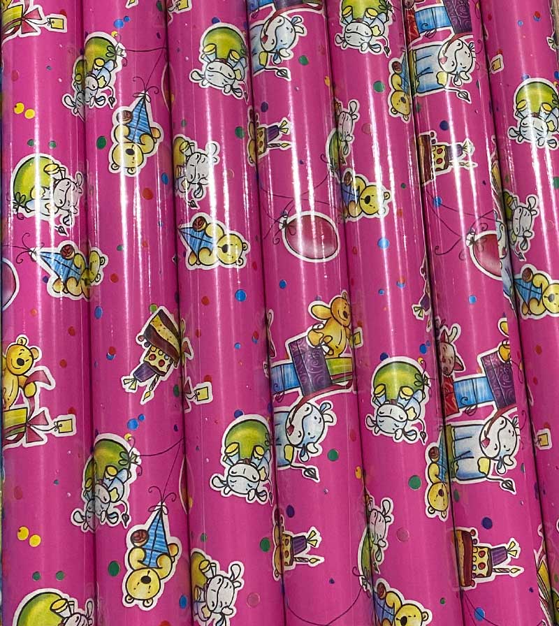 [ls-pa-party-rosa] Geschenkpapier Rolle Kinderparty 2
