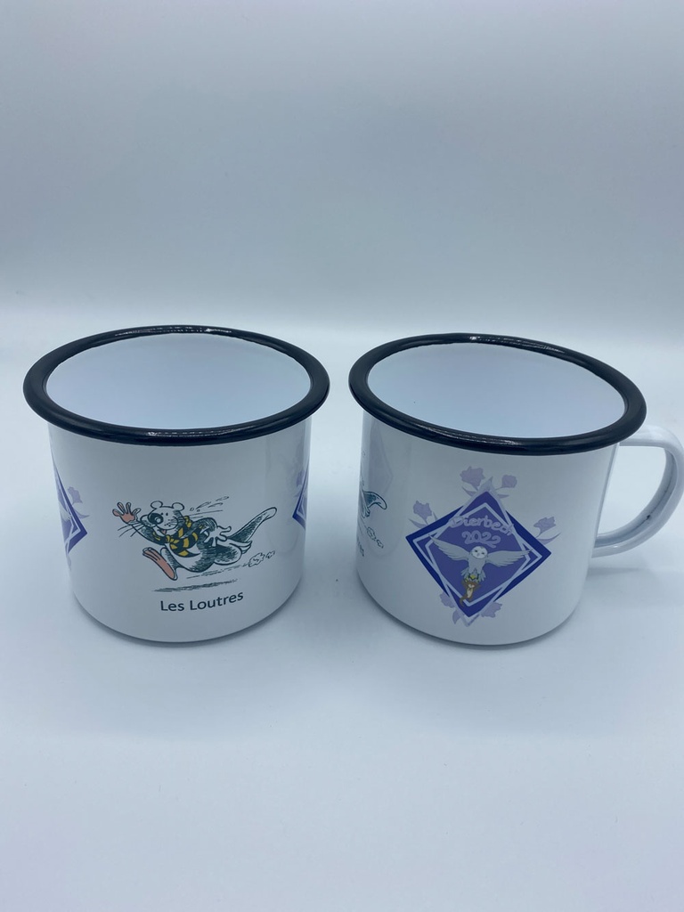 Emailletasse mit farbigem Tassenrand 18oz Schwarz