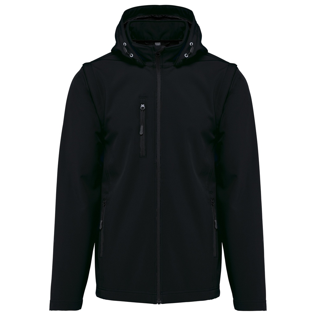 3-lagige Unisex-Softshell-Jacke mit Kapuze und abnehmbaren Ärmeln