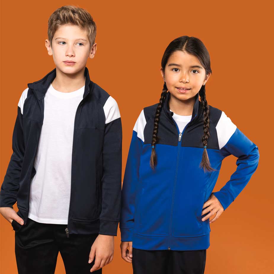 Trainingsjacke mit Reißverschluss für Kinder (4/6, Navy, ohne Druck)