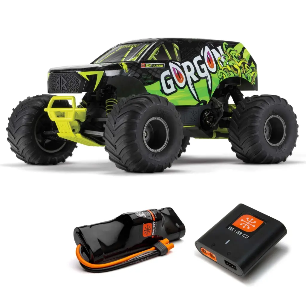 1/10 GORGON 4X2 MEGA 550 Brushed Monster Truck RTR mit Akku & Ladegerät - Gelb