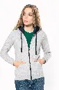 DAMEN-KAPUZENSWEATSHIRT BICOLOR mit Reißverschluss (K467)