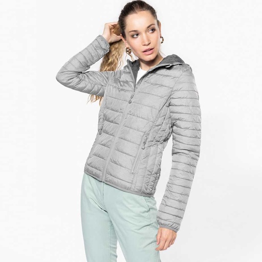 [ls-K6111] Leichte Steppjacke mit Kapuze Damen